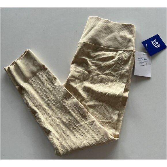 JoyLab Women's Seamless Cable Knit 7/8 Leggings Brown/Ivory Size XL 2Pk - Picture 4 of 8